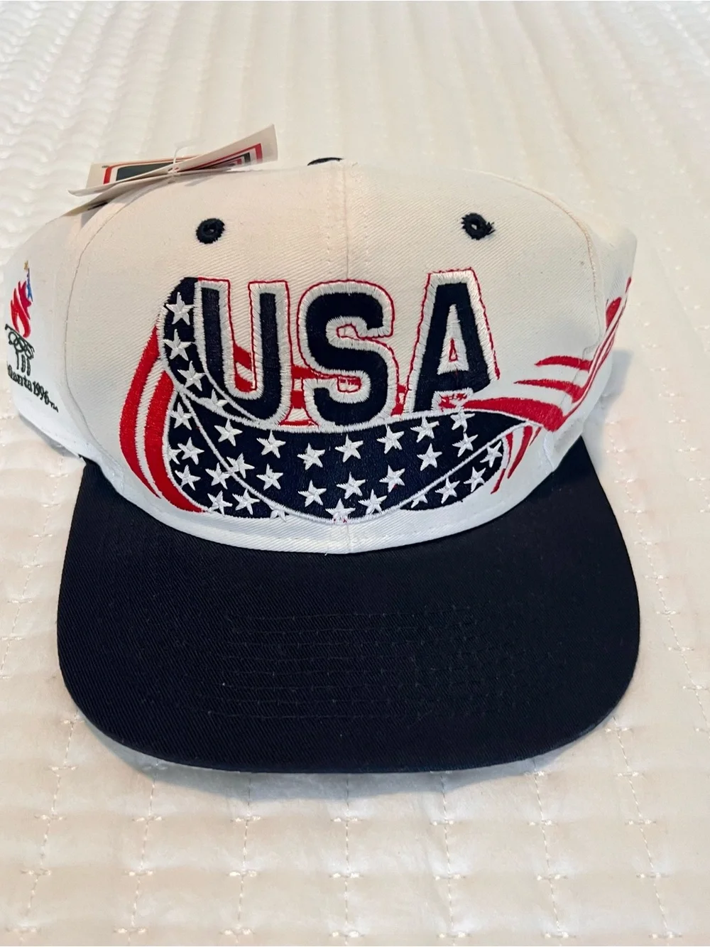 VTG Logo 7 USA 1996 Atlanta Olympics White Strapback Hat Cap Wrap Around New Tag